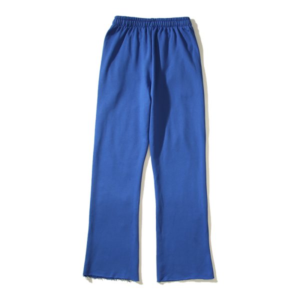 HELLSTAR STUDIOS BLUE RETRO MUD PRINT OLD SPORTS CASUAL TROUSERS FLARED PANTS